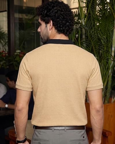 Image of AUSK Men's Polo Neck Cotton Blend Co-Ord Set | Regular Fit Half Sleeve T-Shirt with Matching Track Pant | Modern Casual Wear Co Ord Set for Men