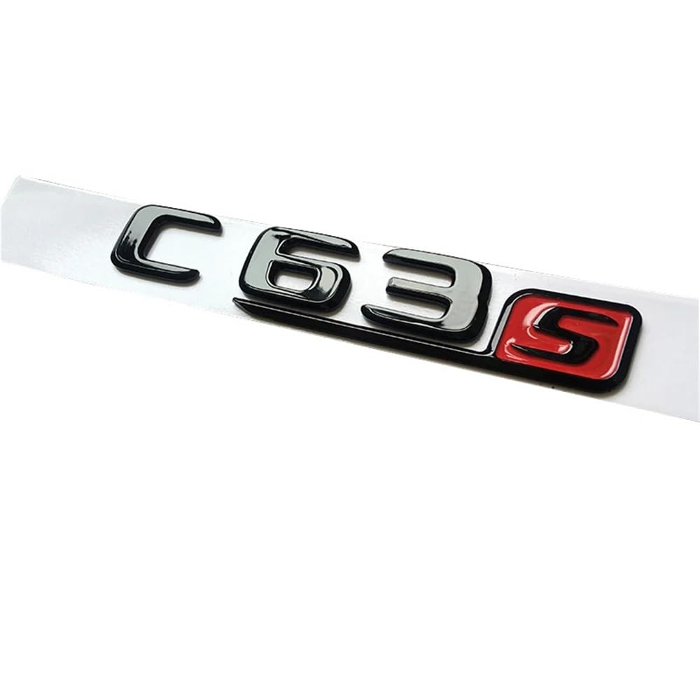 MAKAZHZZRM 3D ABS Black Car Rear Trunk Badge Letters Sticker Logo C63 V8 BITURBO Emblem Fit For Mercedes C63S AMG W205 W204 Accessories(C63S)