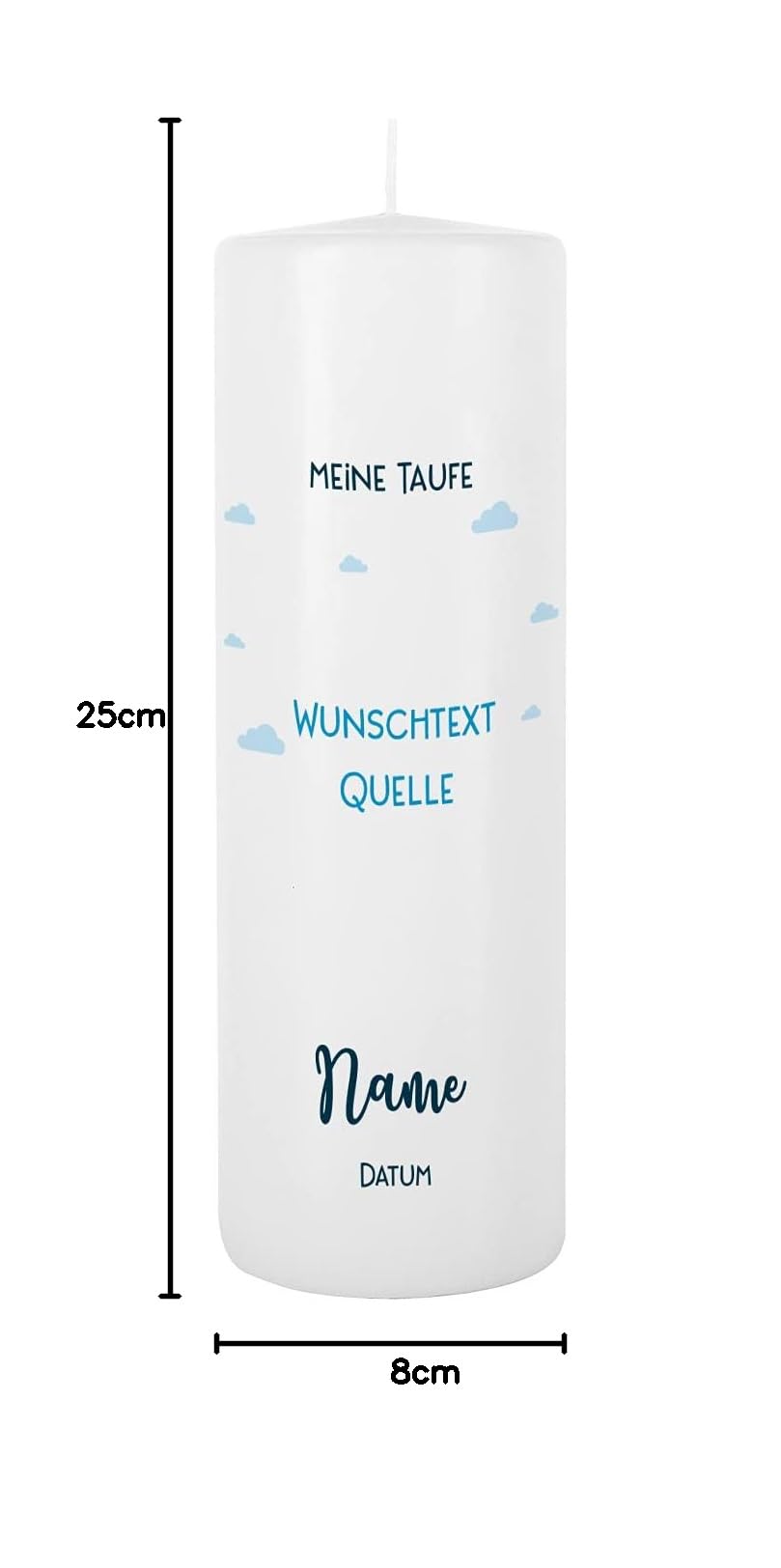 Striefchen® Taufkerze Arche Noah mit Aufdruck des Namen und Datum sowie Taufspruch