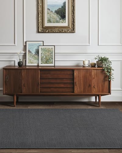 Color&Geometry Door Mat 2'4"x8' Runner Rug with Rubber Backing, Non Slip Washable Hallway Rug, Carpet Runners for Hallway Living Room Bedroom, Grey (Rolled-up NO Creases)