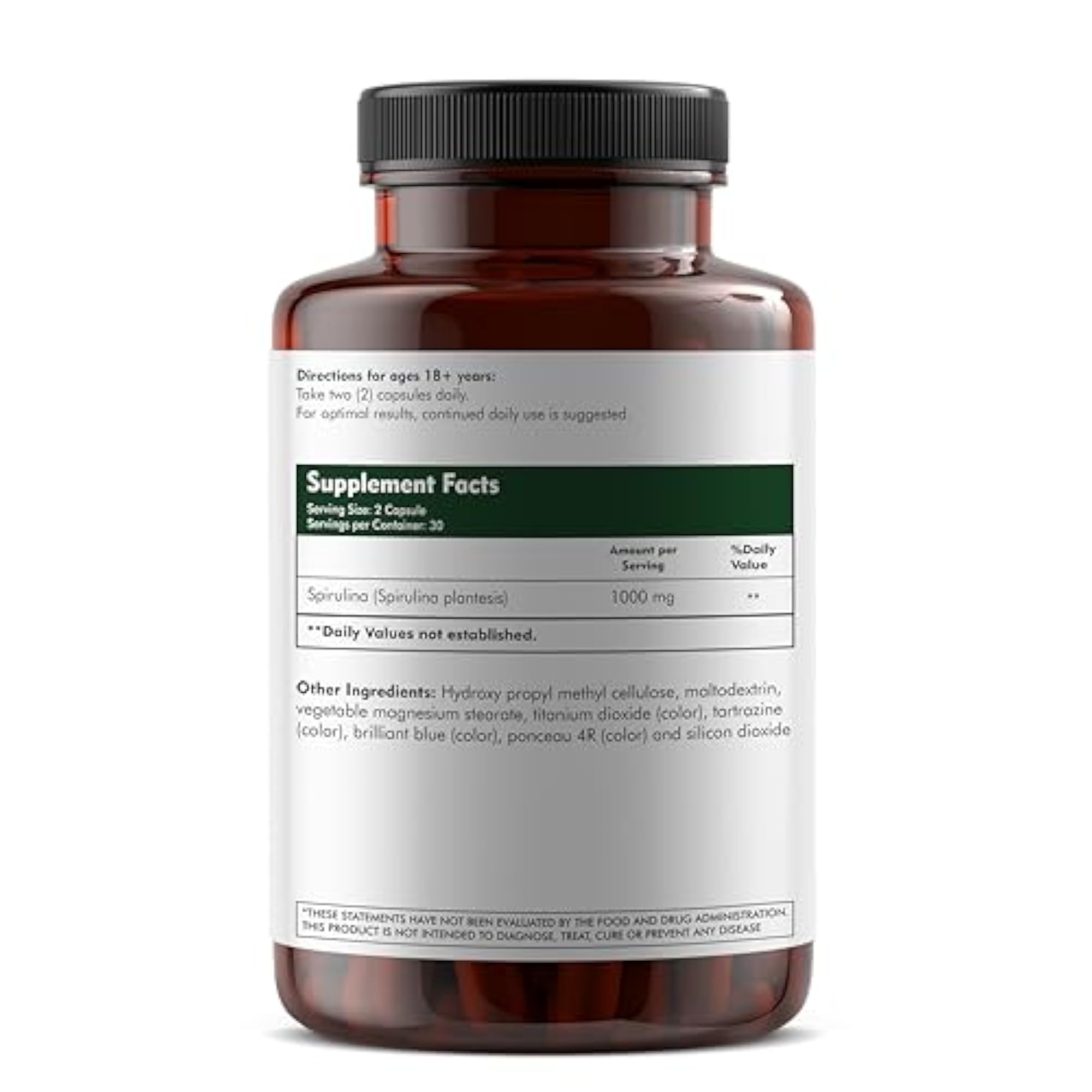 Meibotan Spirulina 2000mg Supplement, 60 Vegetarian Capsules