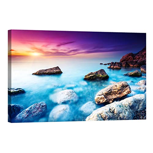 Tableau de nuit pour salon moderne paysage nature 80 x 120 cm