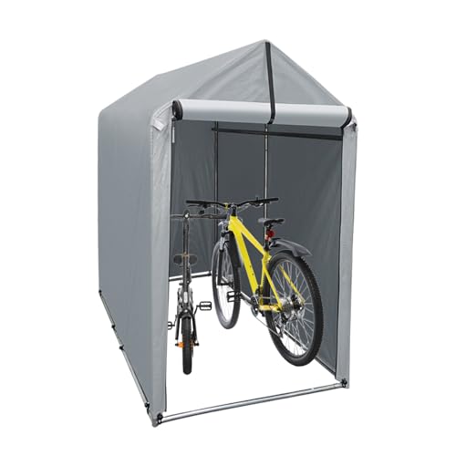 Riparo per biciclette impermeabili esterni in bici: tettoia da esterno resistente, tenda moto con telaio forte giardino, motociclette e strumenti grigio. W:120xD:188xH:165cm