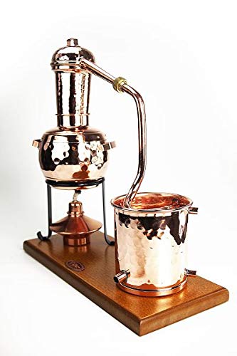 CopperGarden Kupfer Destille ARABIA 0 5 Liter I Geniale Tischdestille mit Aromasieb & Spiritusbrenner im Miniformat I Legales Destilliergerät für ätherische Öle/Hydrolate/Düfte/Wasser etc.