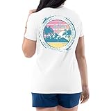 Guy Harvey Women's Graphic Short Sleeve T-Shirt, Bright White/Tropical Paradise, X-Large