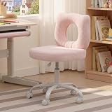 Ya-Home Silla Infantil de Escritorio con Cojin Giratoria y Barandilla,Rosa