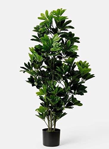 One 40 Inch Outdoor Artificial Schefflera Palm Tree Potted Plant #TOP2