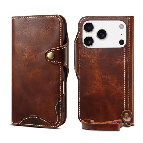 Étui pour iPhone 17 Air marron à rabat idéal pour le bureau