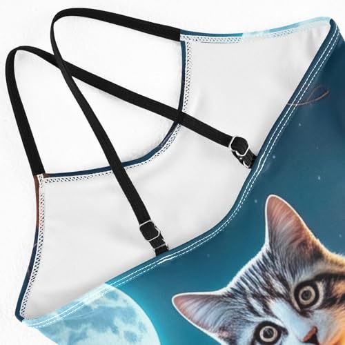Cat Pumpkins Girls One Piece Swimsuit, Quick Dry Crossback Little Girls Bathing Suit for Beach 3T4