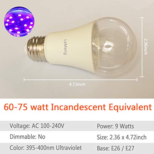 Lemeng Led Black Lights Bulb 9W Blacklight A19 thumb #1