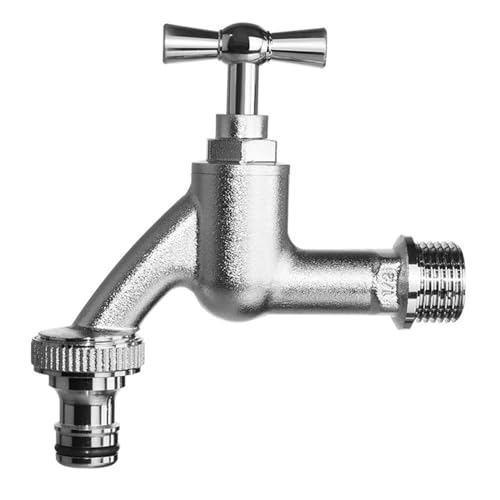 Außen Wasserhahn Winterfest Frostsicherer Außenwasserhahn G1/2 Single Kaltwasser Wasserhahn Wand Silber