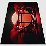 Alfombra Salón 180 x 250 cm Suave Antideslizante Torii japonés Luna Roja y Estilo japonés Dormitorio, Comedor Pasillo Alfombra Rectangular Lavable a máquina Rojo y Negro