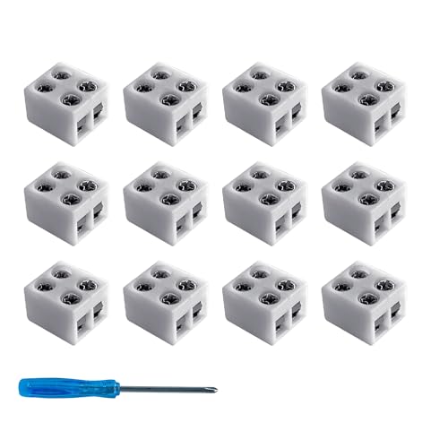 CEZELUX 12 Pack Led Strip Light Connectors 8mm 2 Pin Solderless White 12V LED Tape Light Connectors...