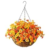 INQCMY Flores Colgantes Artificiales en Cesta para decoración de Primavera al Aire Libre, jardín