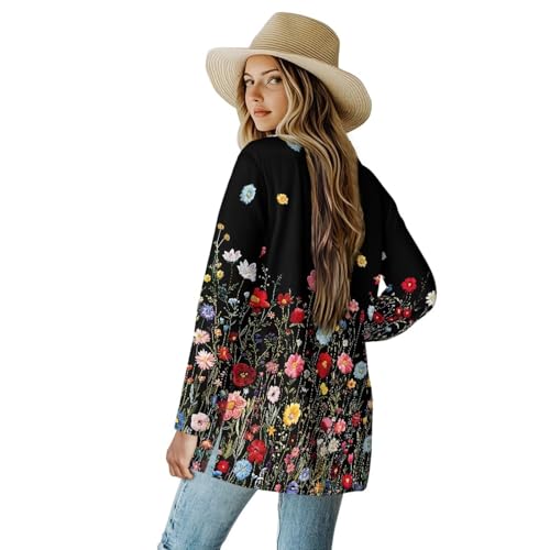 Image of Biyejit Women's Long Sleeve Open Front Cardigan Casual Loose Lightweight Cardigans with Pockets Drape Cardigan