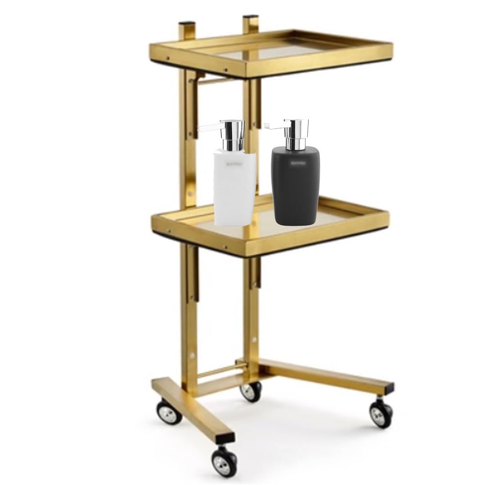 Aserzenith Gold Folding Rolling Trolley Cart Multi-Functional Storage Trolley With 4 Casters, Mobile Organizer Unit For Office, Bathroom, School Supplies, Narrow Place,-40X37x87cm