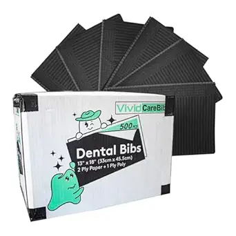 Pack of 500 Black Dental Bibs, Waterproof Bibs 13