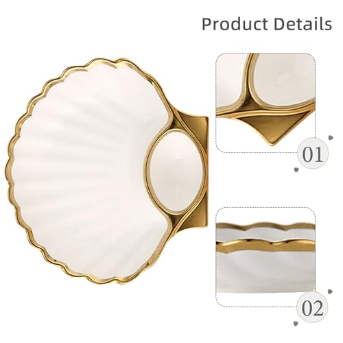 Assiette en céramique coquille blanche pour frites et raviolis