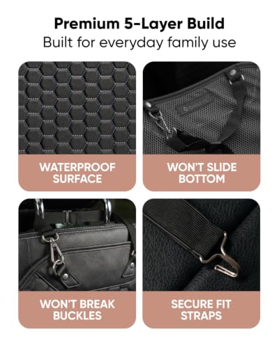 Image of Owleys Kick Mat Back Seat Protector - Car Back Seat Cover for Kids Feet - Waterproof & Sturdy Protector for Upholstery from Dirt, Mud, Scratches and Stain (Black)