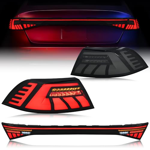 letsdate Tail Lights Compatible with 11th Gen Accord Sedan 2023-2025, Rear Lamps Assembly w/Animation DRL w/Amber Sequential Turn Signal, Smoked White Style