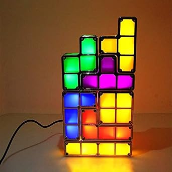 Night Light Tetris Lamp, Stackable LED Desk Light & Tetris Light - DIY Puzzle Light with Multicolored Static RGB, Creative Night Light for Gaming Room, Bedroom, Home Office Decor [Energy Class D]