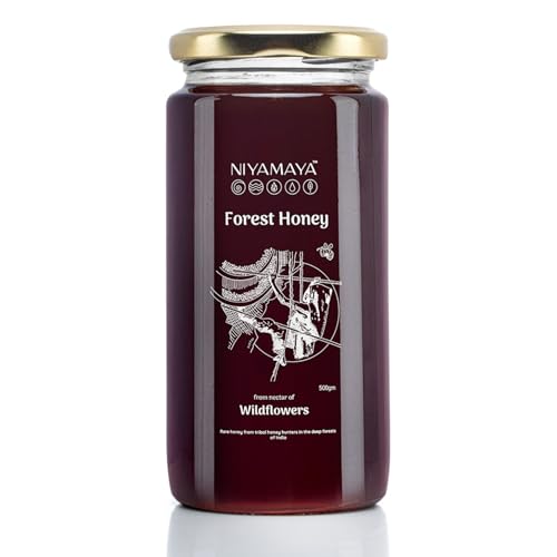 NIYAMAYA Forest Honey 500 gm Jar | 100% Pure Honey | Unprocessed Natural shahad for Weight loss | No Sugar No Adulteration Wild Honey | Lab Tested |