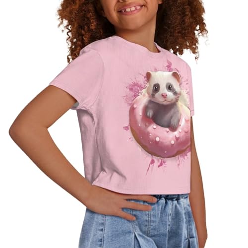Girls Short Sleeve Shirt Cute Kids Crop Tops for Girls 5-14 Hip Hop Dance Outfit Teens Summer Clothes Trendy Tees4