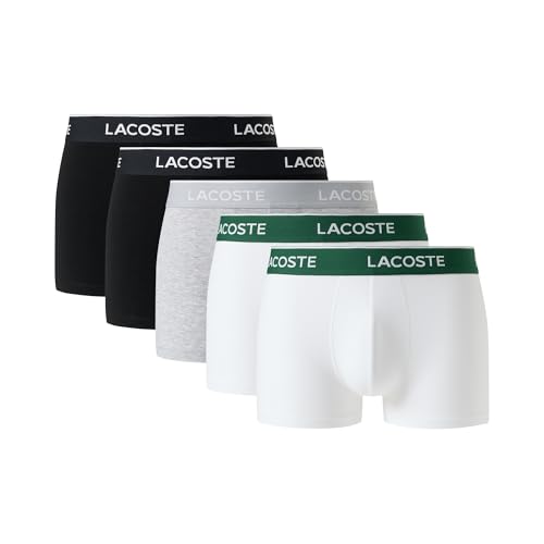 Lacoste Men's Cotton Stretch Essentials Trunks, 5-Pack (Amazon Exclusives)