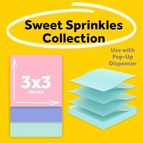 Post-it Greener Pop-up Notes, 3 x 3 in, Sweet Sprinkles Collection, 12 Pads - image 3