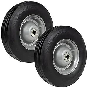 Vergo Semi Pneumatic Wheels, 2-Pack Heavy Duty Flat Free Dolly Replacement Wheels Replacement - Threaded Rubber Tires Hand Truck Wheels 10