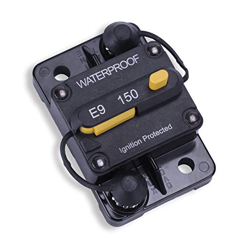 JUSTTOP 150Amp Circuit Breaker, 12V-48V DC Circuit Breaker with Manual Reset Waterproof Inline Fuse, Suitable for Campers, Trailers, RV, Ships, etc