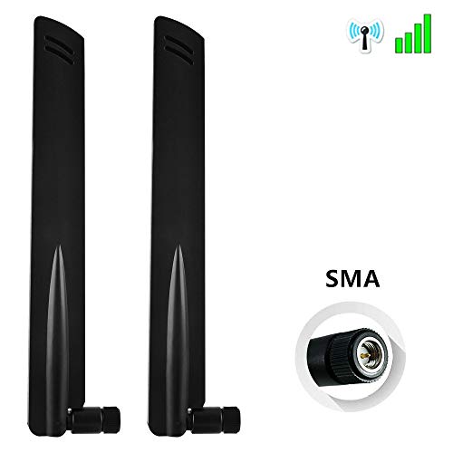 NETVIP SMA Antena 4G/3G/LTE Antena 10dBi WiFi Antenna Amplificador de señal para Router Modem Huawei B315/B593 cámara de Seguridad con Conector SMA Male (2 Unidades)