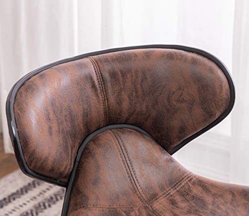 Roundhill Furniture Masaccio Butaco Ajustable con Tapizado Marrón Envejecido y Base Cromada, Set de 2 miniatura 7