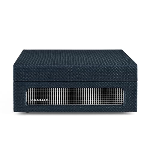 Image of Crosley CR8017B-NY Voyager Record Player, Dark Navy | 3-Speed Turntable, Bluetooth In / Out, Built-in Full-Range Stereo Speakers, Adjustable Pitch Control