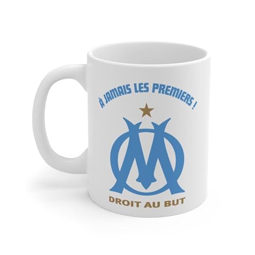 Teecustom Tasse Supporter Marseille – Mug À Jamais Les Premiers 325ml – Cadeau Humour Foot Sud Bleu et Blanc