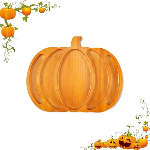 AQUGOO 11.8-inch Pumpkin Shaped Wooden Divided...