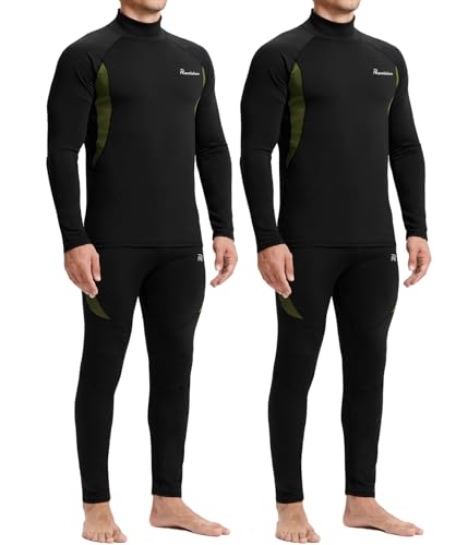 romision 2 Pack Thermal Underwear for Men Long Johns Fleece Lined Hunting Gear Bottom Top Set Base Layer Cold Weather XS-4XL