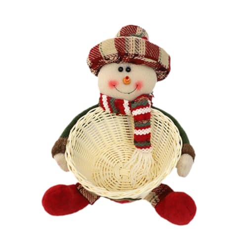 shamjina Candy Dish Table Decor Christmas Decor Lovely Cute Ornament Woven Basket for Office Gift, Table Centerpiece TV Cabinet, Snowman