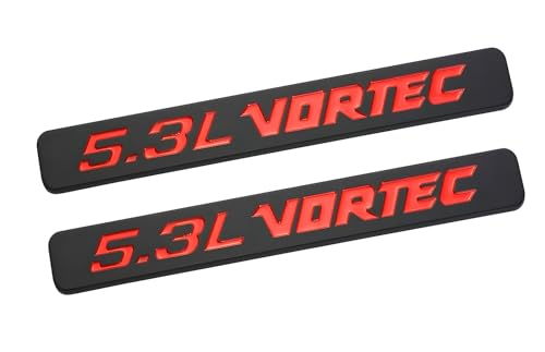 Image of Hood Door Side Emblems Engine 3D Badge Nameplate Decals Fits for 5.3l Vortec 2PCS (Black Red)