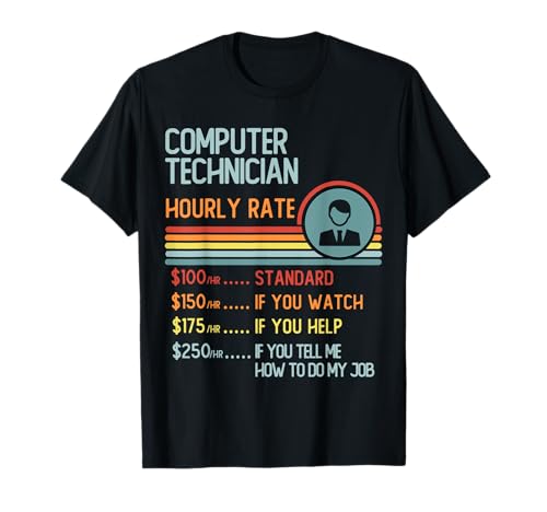Tariffa oraria Tecnico Computer T-Shirt Retro Job Title Maglietta