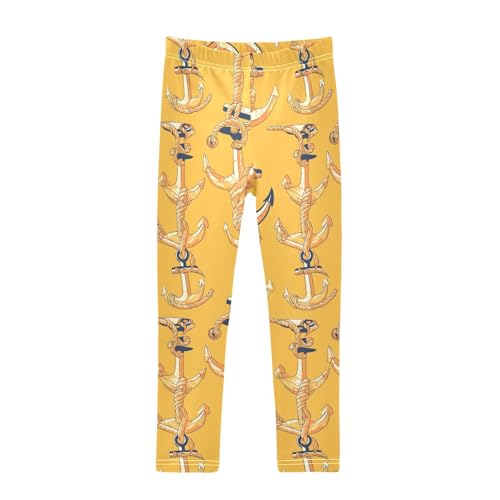 KLL Ocean Design Marine Ocean and Rope Saffron Little Girls Legging Soft High Waisted Sweatpants Gym