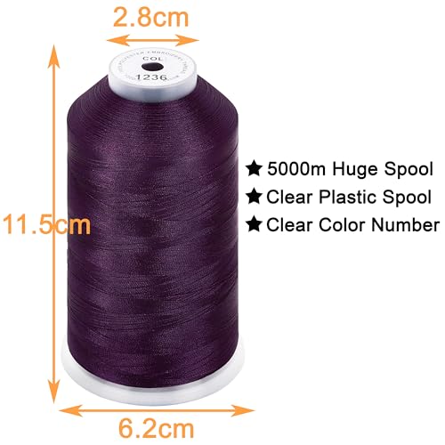 Image of New brothread - Single Huge Spool 5000M Each Polyester Embroidery Machine Thread 40WT for Commercial and Domestic Machines - Grape Juice