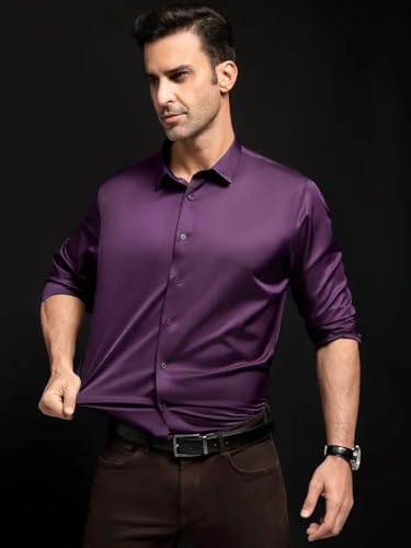 Image of IndoPrimo Men's Stylish Solid Satin Casual Shirt for Men Full Sleeve
