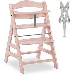 Tronabebé hauck Alpha Plus Trona Evolutiva, Madera de Haya Certificada FSC®, Sillas Tronas para Bebe desde 6 Meses hasta 90 kg, Silla Bebe con Arnés de 5 Puntos y Barra Protectora