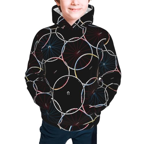 Bicycle Wheels Pattern Kids Pullover Hoodies Boys Sweatshirts Girls Athletic Clothes with Pocket2