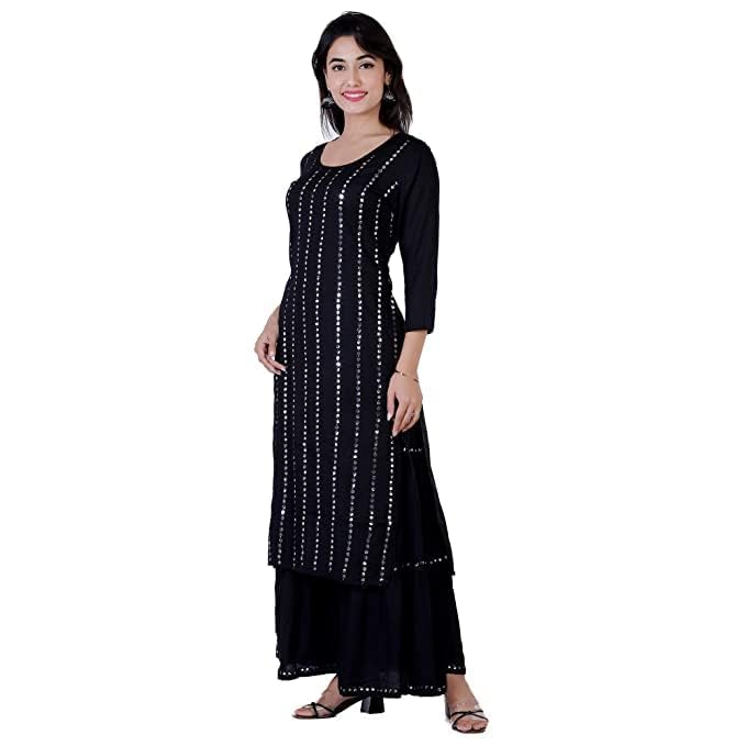 Image of Women's Rayon Printed Anarkali Kurti with Pant and Dupatta