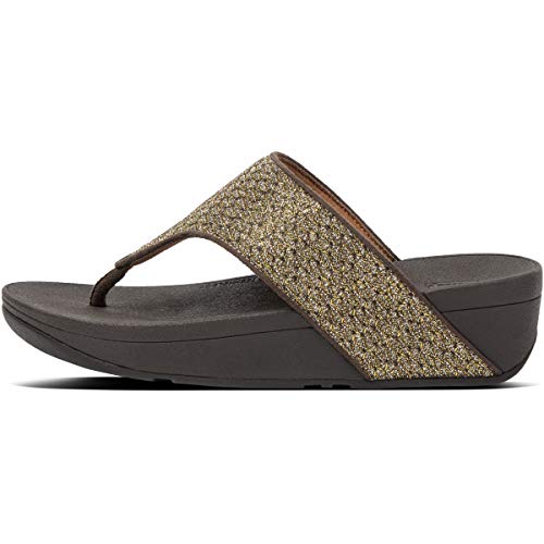 Fitflop Olive Toe Post-Galaxy Glitter Weave, Sandalia Mujer, Bronze, 39 EU