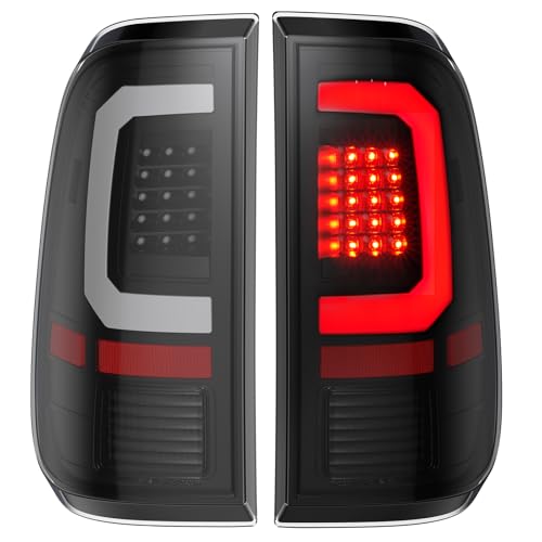vvavv LED Tail Lights Compatible for 2008-2016 Ford F250 F350 F450 Super Duty Clear Lens White C-Type Tube Rear Brake Lamps OE Replace FO2800208 FO2801208