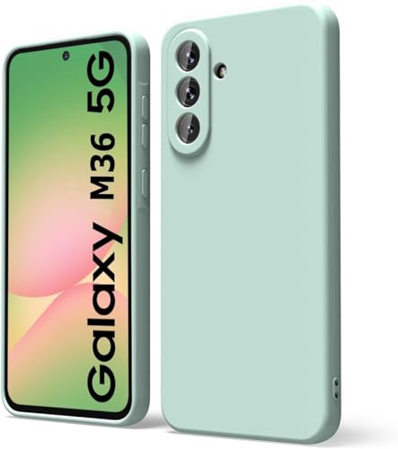 Image of DIZORO Microfiber Candy Cover for Samsung Galaxy M36 5G Full Camera Protection Premium Liquid Silicon Back Case Flexible Bumper Case for Samsung Galaxy m36 5G (Mint)