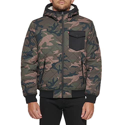 Image of LEVI'S Men's Levi's Men's Diamond Quilted Sherpa Lined Bomber Jacket